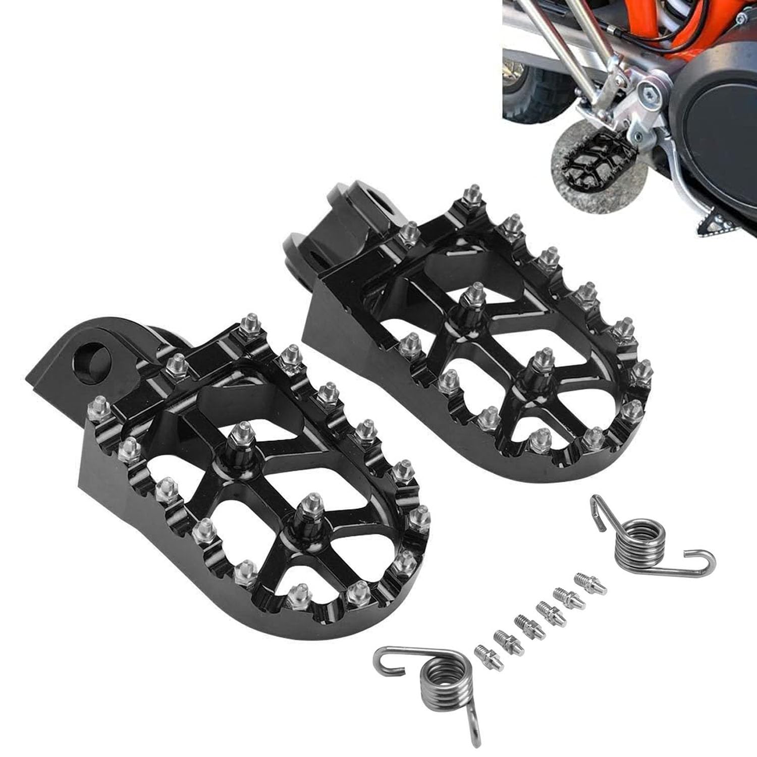 Motorrad Fußrasten für 50/65/85/125/150/250/400SX 250SXS/SXS-F/EXC/MXC/EXC-G/SX-F/EXC-F/XC/XC-F 450SX-F/EXC/XC-G/SX/SXS/SMR/EXC-G/MSX-G 525EXC/EXC-G/MXC-G/SX/SMR/XC-G Schwarz