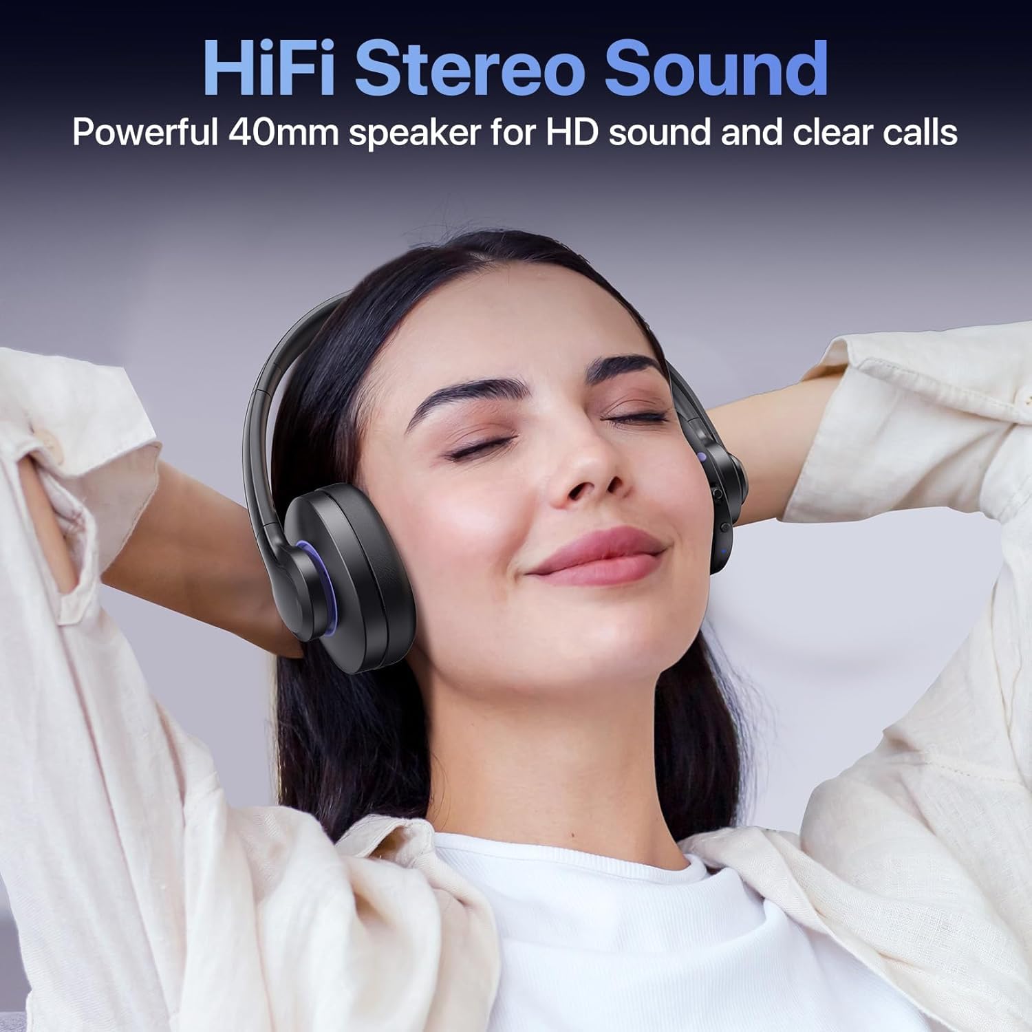 Cuffie wireless classe 1 V5.1 Bluetooth con doppio microfono CVC8.0 con cancellazione del rumore, cuffie wireless per telefoni cellulari, PC, squadre, zoom, casa, ufficio, 30 ore di conversazione