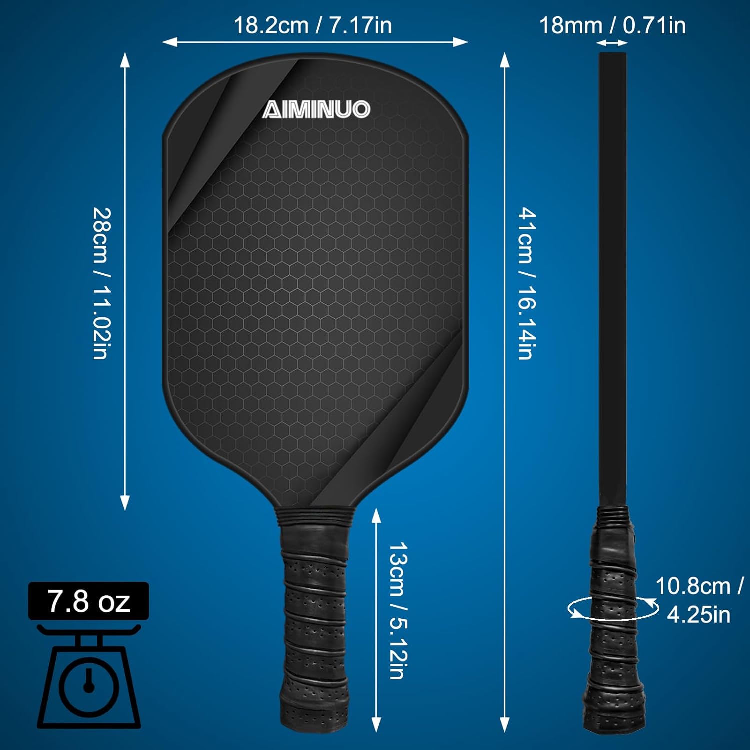 Pickleball Paddles, Fiberglass Pickle Ball Paddle Set, 16mm Lightweight Pickleball Paddles for Men Women Kids Indoor & Outdoor