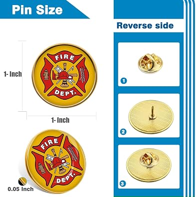 12/50/100 Pcs Fire Department Lapel Pin (1 in)-Fire Rescue Fireman Firefighter Badge Service Pins