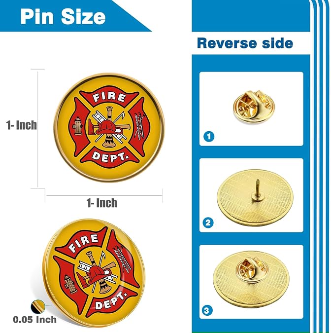 12/50/100 Pcs Fire Department Lapel Pin (1 in)-Fire Rescue Fireman Firefighter Badge Service Pins