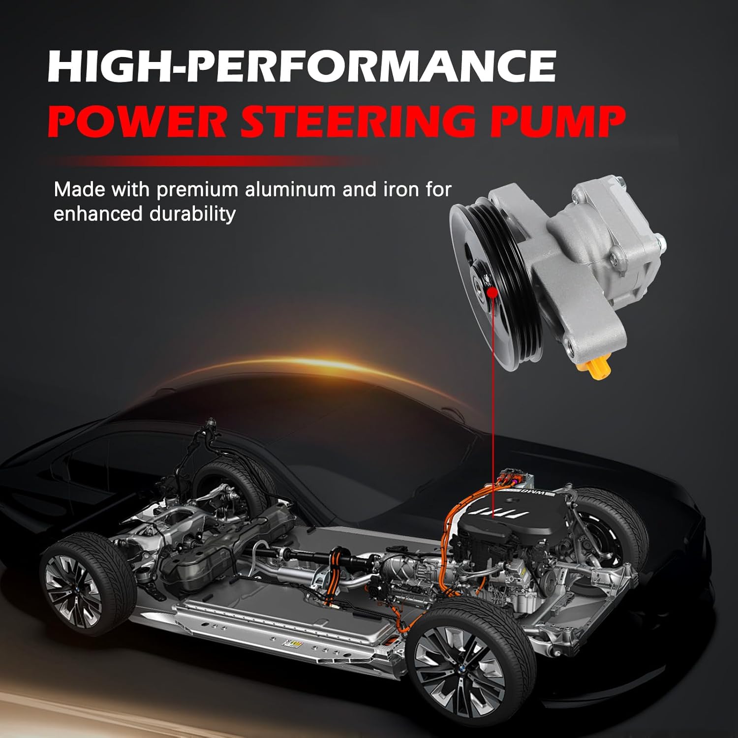 21-503 Power Steering Pump with Pulley Fit for Soul 2010-2011 L4 2.0L, Power Assist Pump Replacement for 21-503, 571002K500