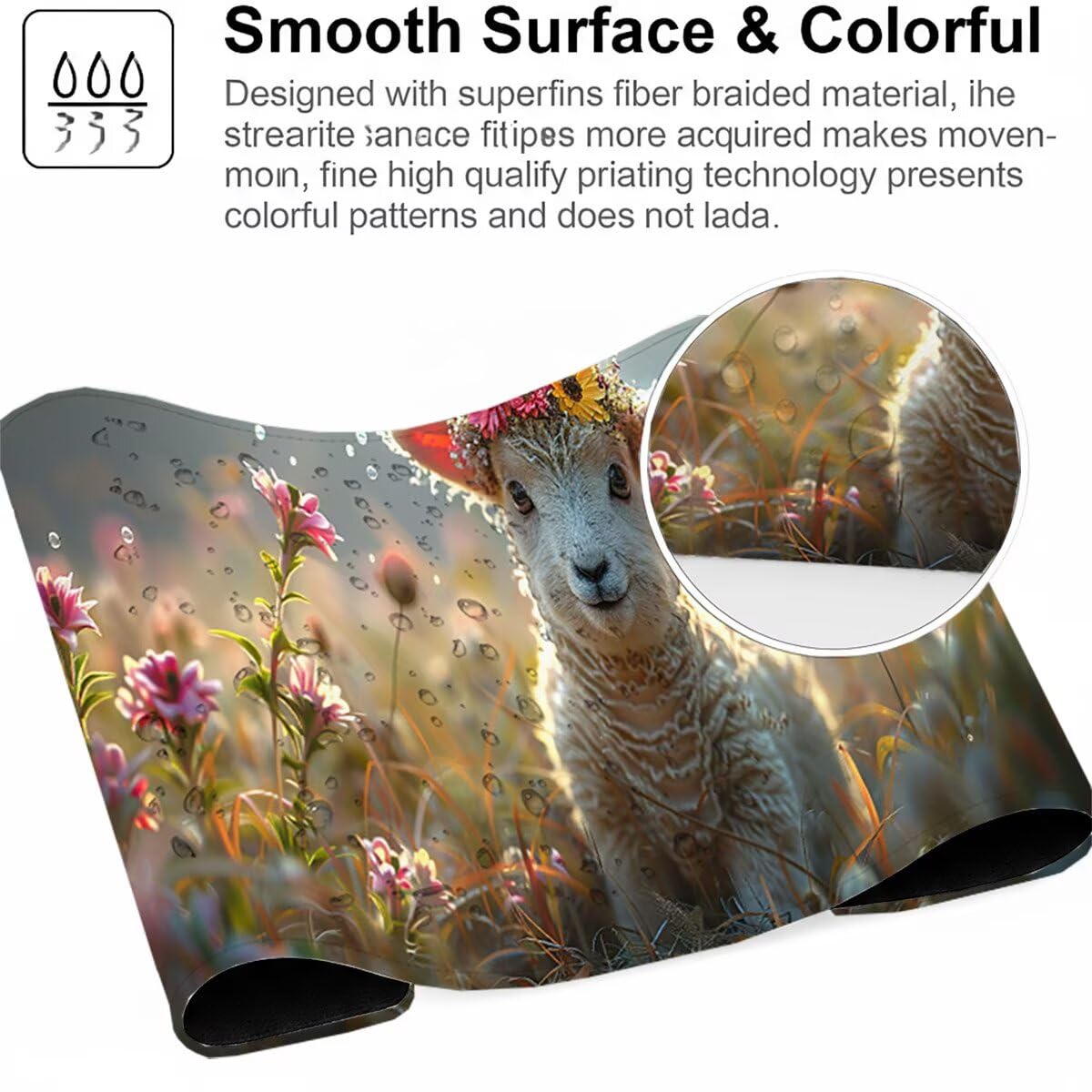 Tappetino per Mouse Gaming XXL 1200x600x3mm– Ufficio Mousepad Grande – Migliora la Velocità e la Precisione Tenuta Stabile Sottomano per Ufficio e Casa Accessori Scrivania Animale PjY11463 N-U