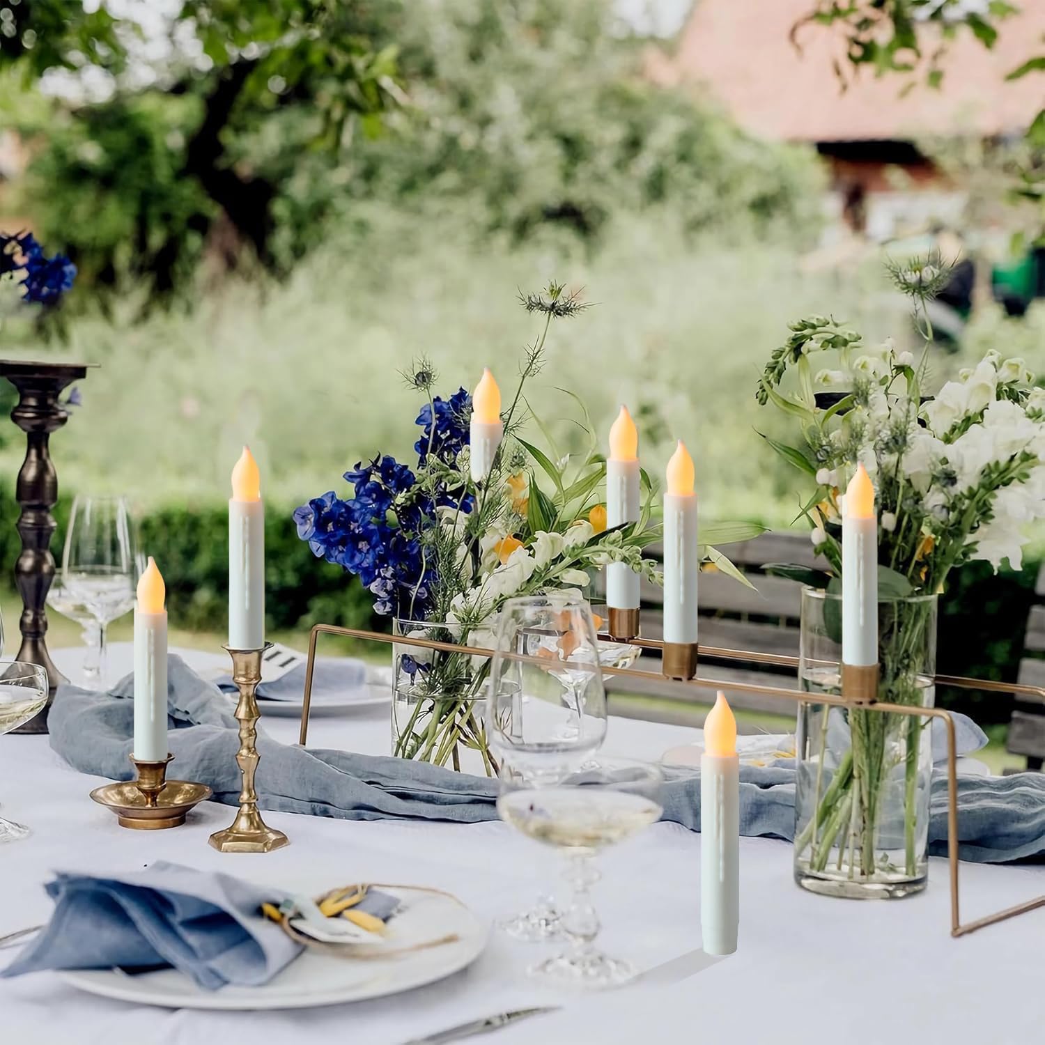 Flameless Candles Battery Operated Candlesticks Flickering Led Candles Electric Flameless Taper Candlesticks Church Wedding Halloween Party Kids Fall Decor H: 6 inches 12 Packs No Remote - Image 3