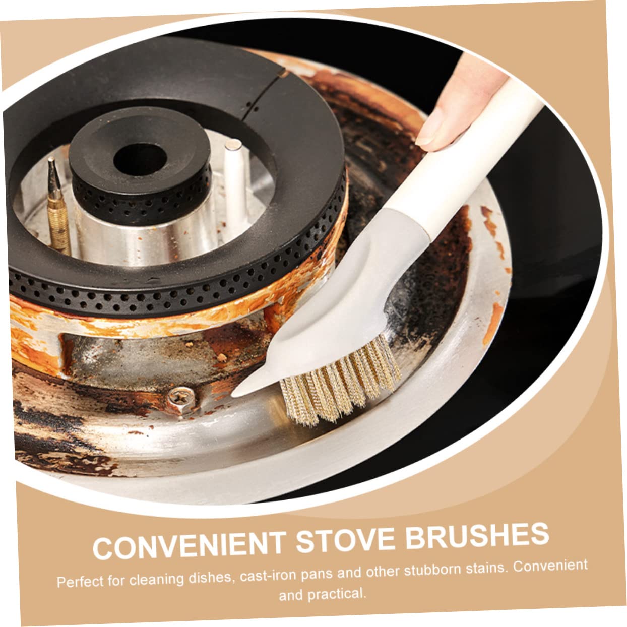 HAPINARY Multi-Function Kitchen Cleaning Brush Stove Brush for Grease Grime Removal for Gas Stoves Tiles and Hard Reach Areas Wear-Resistant Cleaning Tool