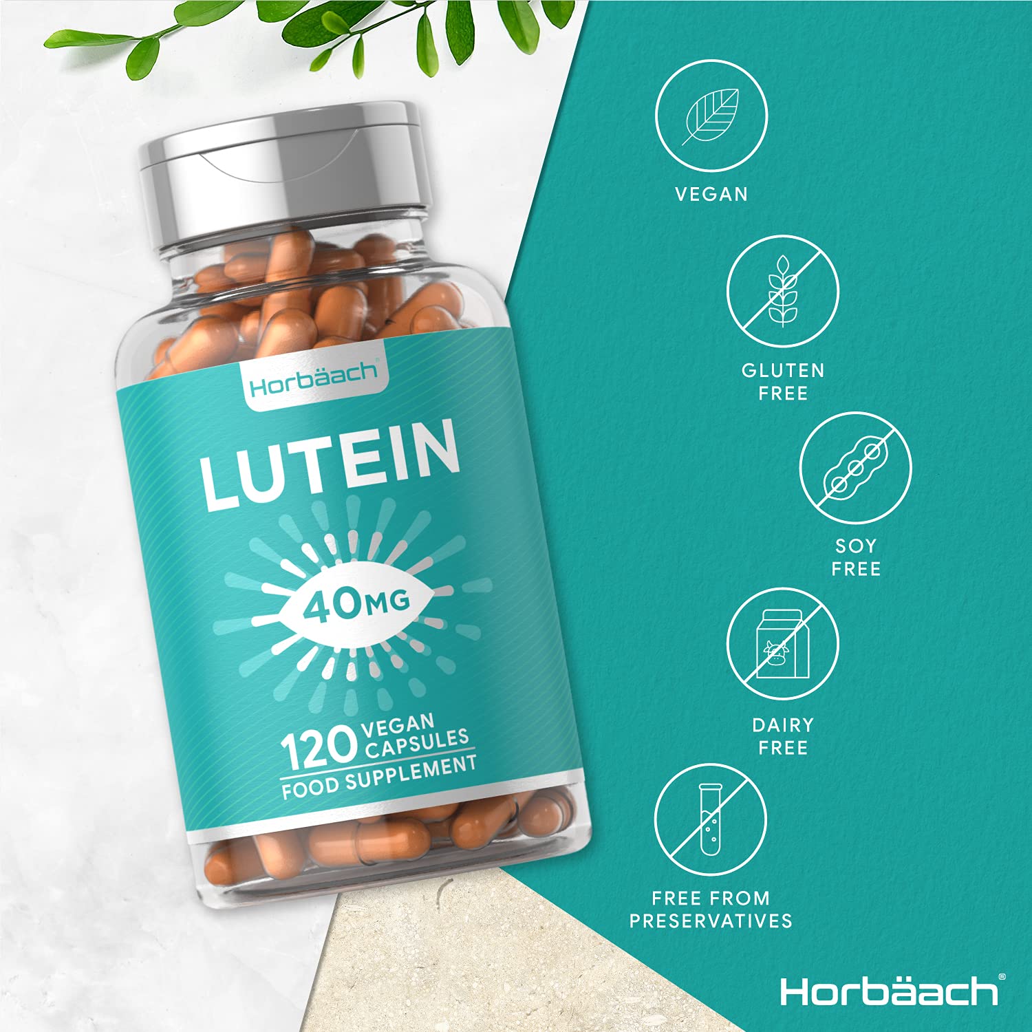 Lutein 40mg 120 Vegan Capsules Eye Supplement for Men & Women Eye
