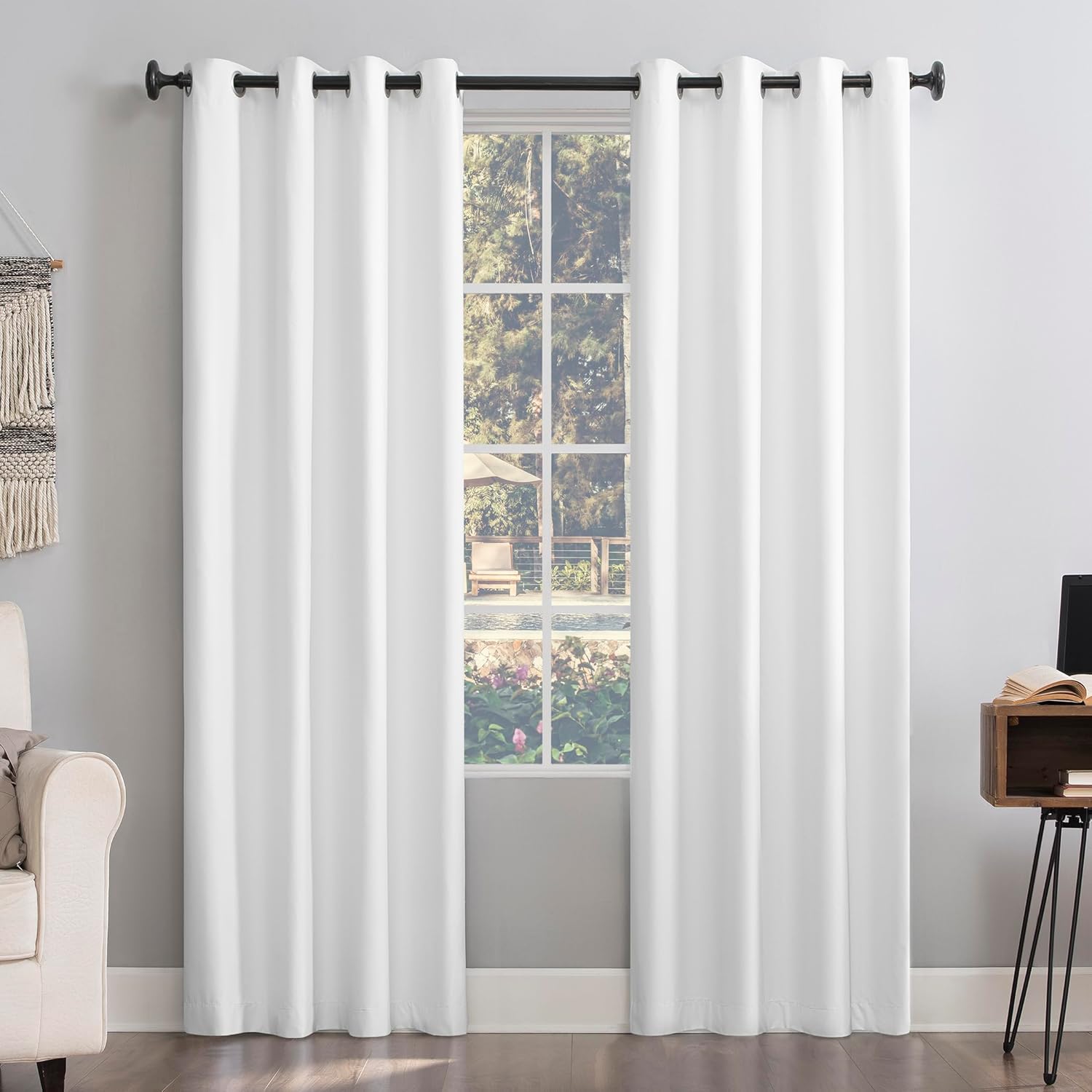 Sun Zero Columbia 2-Pack Thermal Energy Saving 100% Blackout Grommet Curtain Panel Pair, 50" x 95", White