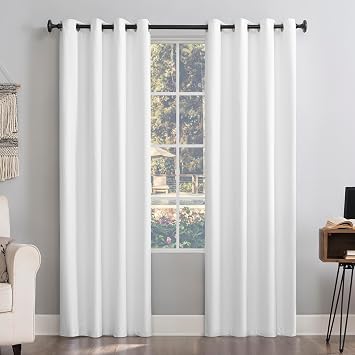 Sun Zero Columbia 2-Pack Thermal Energy Saving 100% Blackout Grommet Curtain Panel Pair, 50" x 63", White