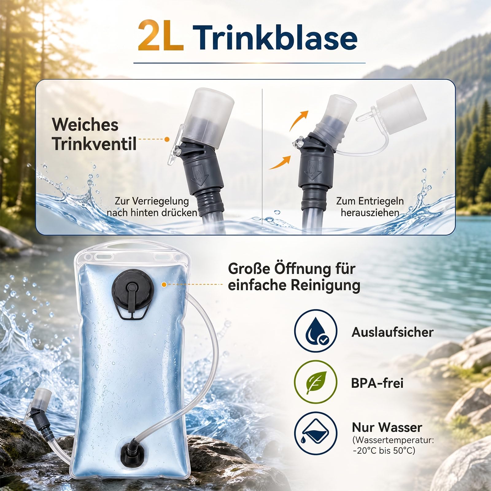 Kühlende Laufweste mit Trinkblase 2L, 10L Trinkrucksack, 3 Kühlpacks, 180 Min Kühlsystem, Reflektierend, für Damen und Herren | 2 l Wasserblase, 3 Kältequellen