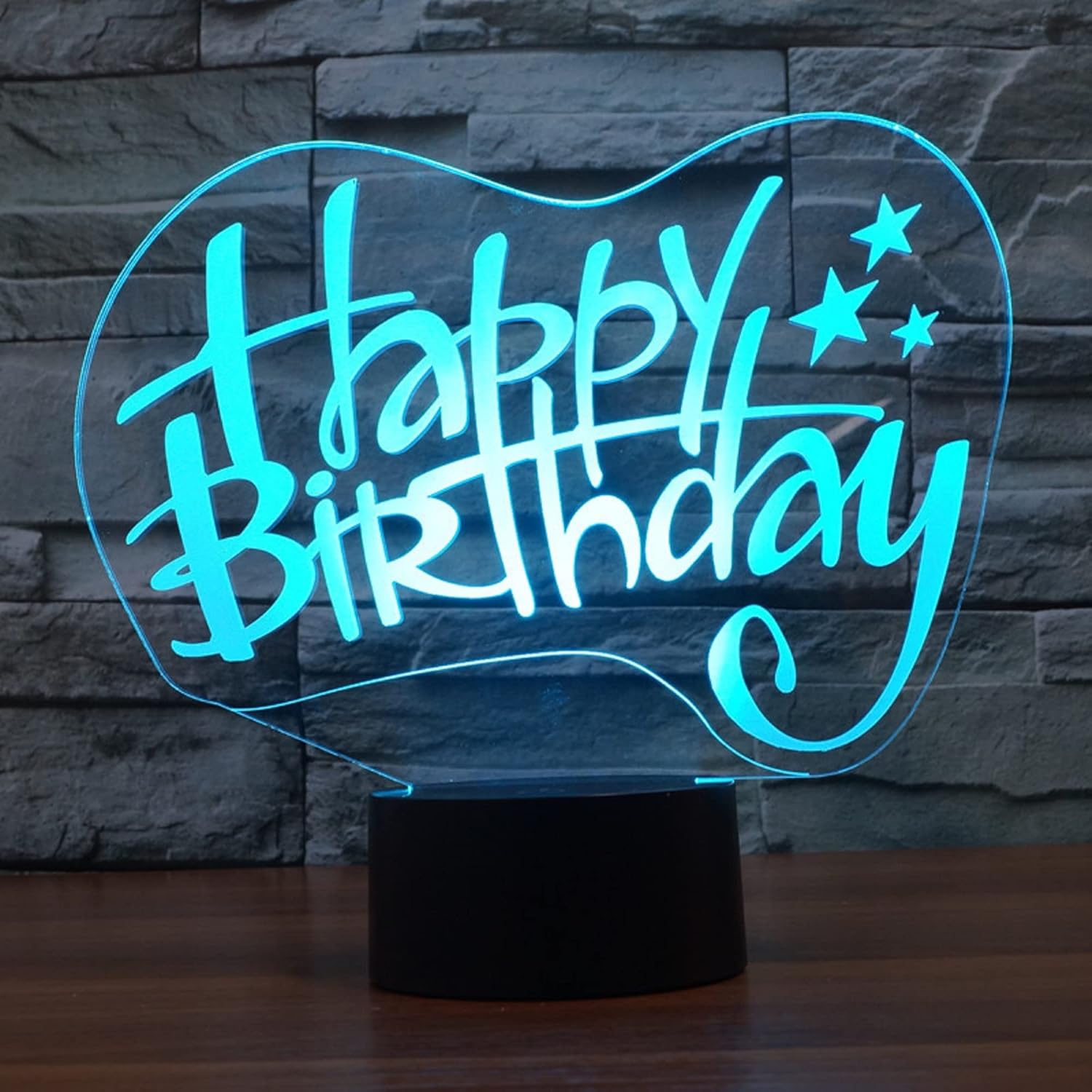 Night Light for Kids 3D Happy Birthday Led Lamp with Remote Control 16 Color Changing Xmas Birthday Gift for Child