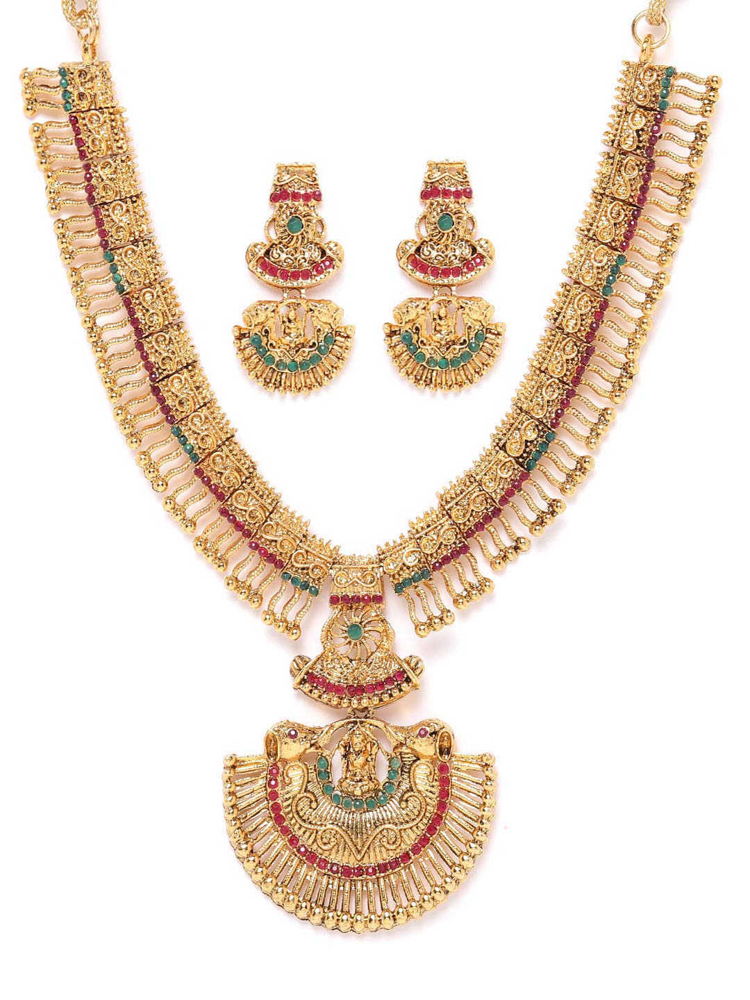 See full amazon price history chart for ZAVERI PEARLS Green & Pink Stones South Indian Style Temple Necklace & Earring Set For Women-ZPFK18574 ZAVERI PEARLS Green & Pink Stones South Indian Style Temple Necklace & Earring Set For Women-ZPFK18574 (B0DBQH214L) Amazon Price History, Amazon Price Tracker