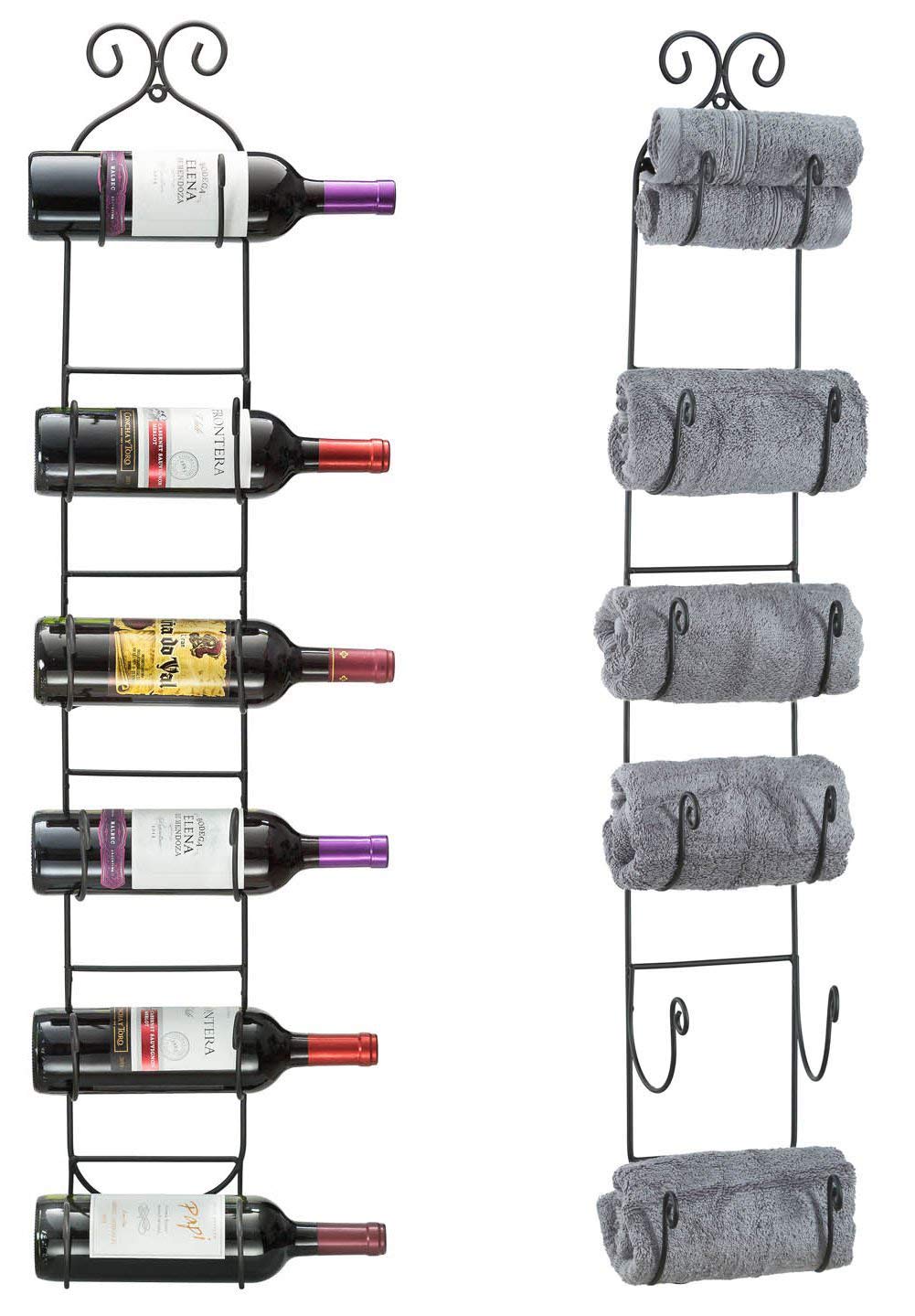 SorbusWall Mount Wine/Towel Rack (Holds 6 Bottles)
