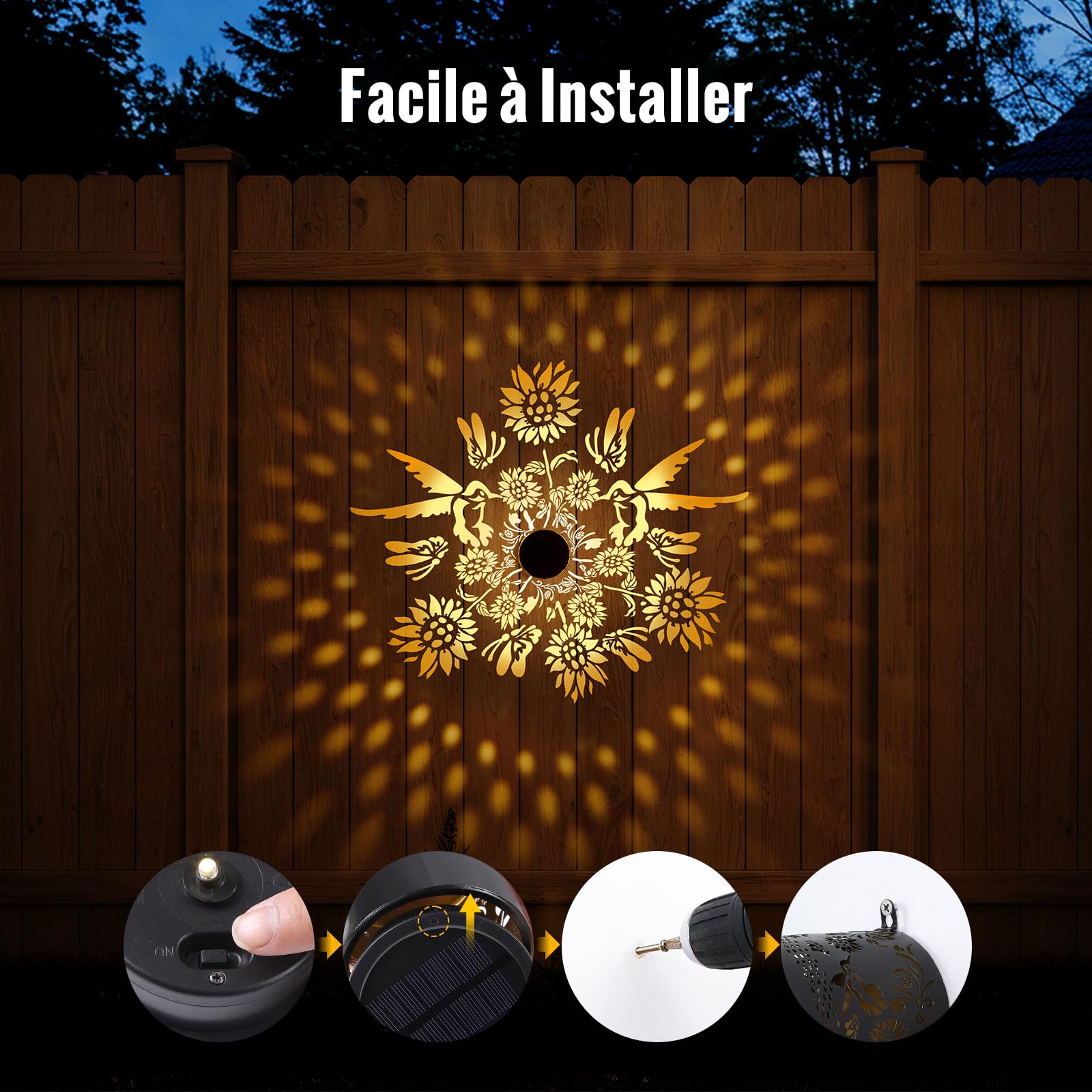 Applique Solaire Exterieur, Lot de 4 Lampe Solaire Murale Exterieur
