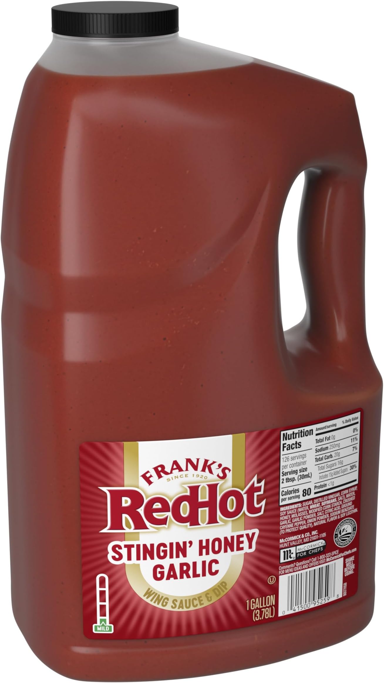 Stingin' Honey Garlic Sauce, 1 gal - One Gallon Bulk Container of Stingin' Honey Garlic Sauce for Entrees, Sides, Veggies, Wings, Bar Bites, and Dipping Sauces
