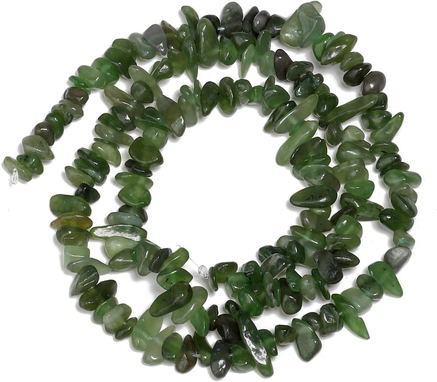 30in Jadeite Natural Chip Stone Beads 5-8mm About 230pcs, Irregular Drilled Deep Green Bead for Bracelets Jewelry Making Supplies for Adults, DIY Crafts. - Image 4