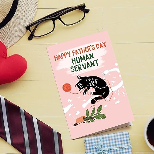 Miniatura 7 de Chenive Divertida tarjeta del día del padre de gato, bonita tarjeta del día del padre de gato, tarjeta feliz del día del padre para gato papá,