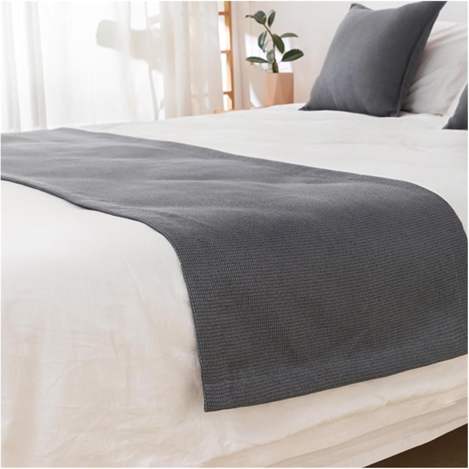 Bed Flag Bed end Scarf Simple Fashion Solid Color Hotel guesthouse homestay inn Decorative Strip Blanket Cloth(Blue,50 * 50cm Pillowcase 1pc)