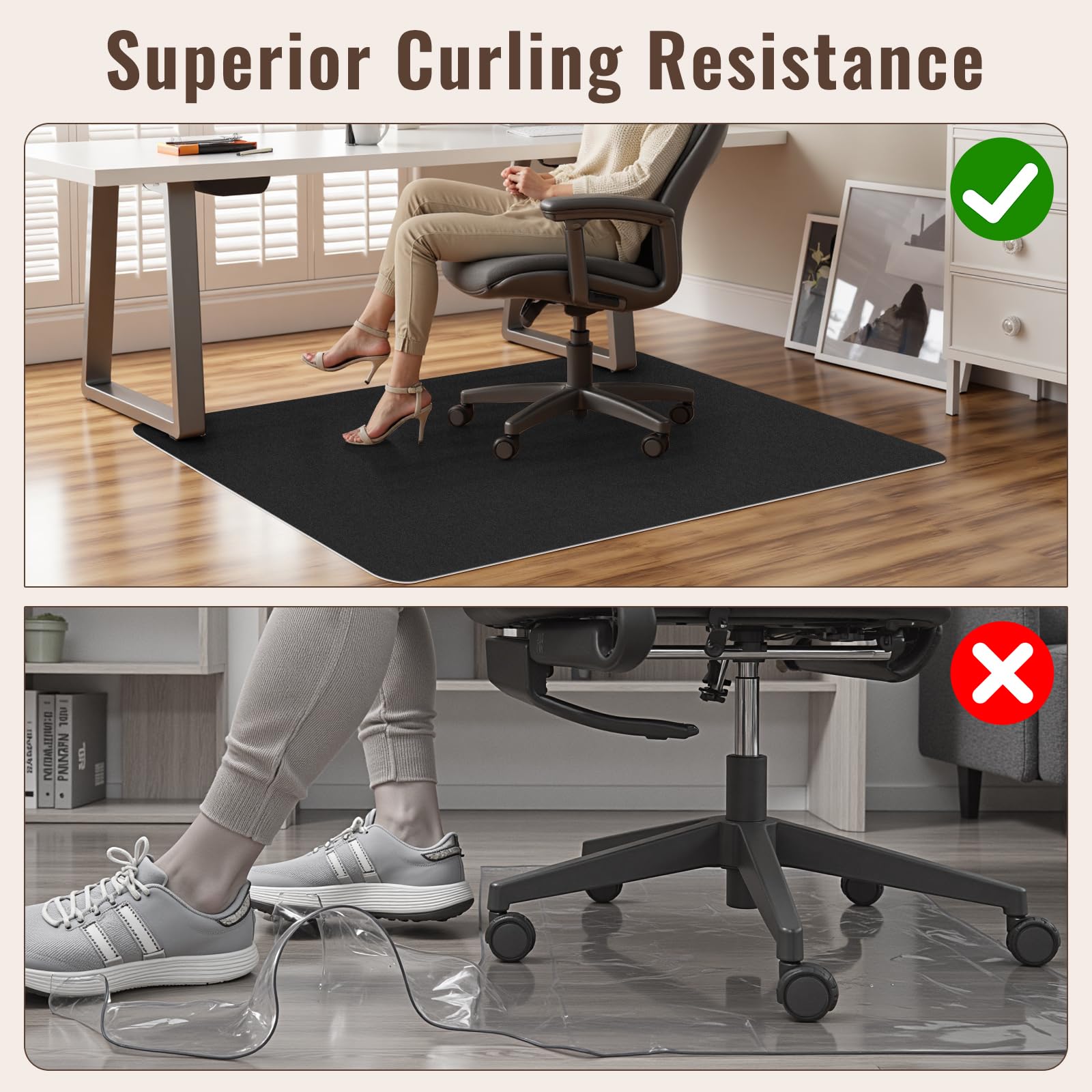 Sycoodeal Office Chair Mat for Hardwood Floor Slip Resistant Floor Mat for Office Computer Gaming Chair Heavy Duty — view 5