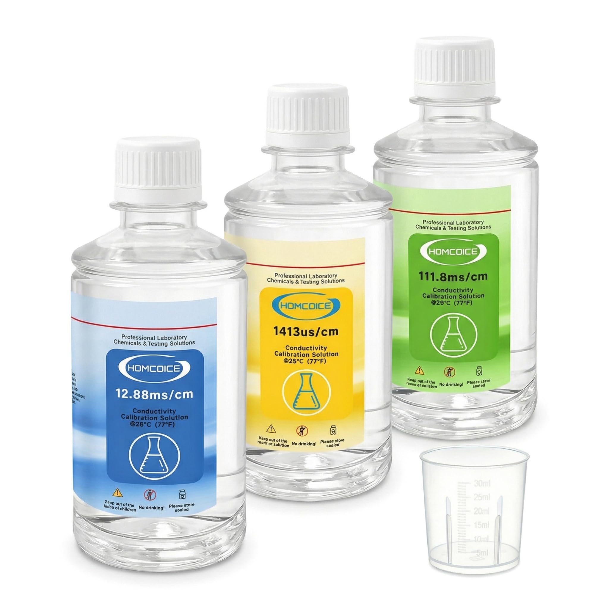 Kit Solutions d'Étalonnage TDS EC 250mL (1413 µS/cm, 12,88 mS/cm, 111,8 mS/cm), Solutions Tampon haute précision pour conductimètres et compteurs TDS, idéal pour laboratoires, industrie