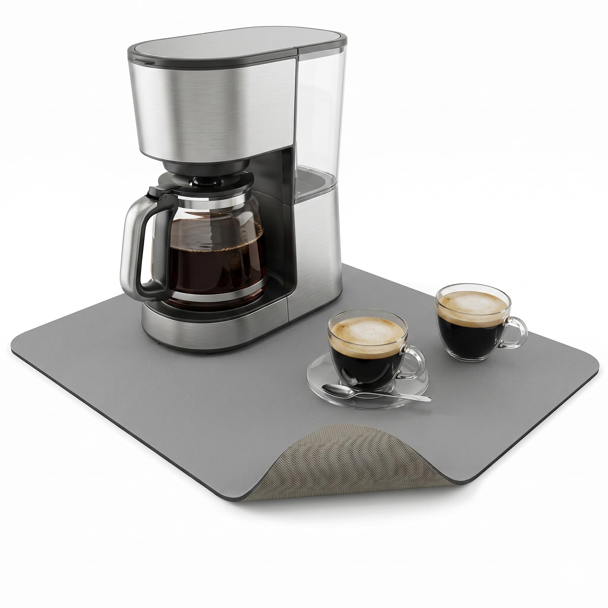 YESAH Quick Drying Dish Drying Mat 40x60cm,Grey Kitchen Draining Mat for Worktop,Absorbent Sink Drying Pad,Coffee Machine Mats,Non-Slip Countertop Protector for Cups,Plates,Bowls and Kitchenware