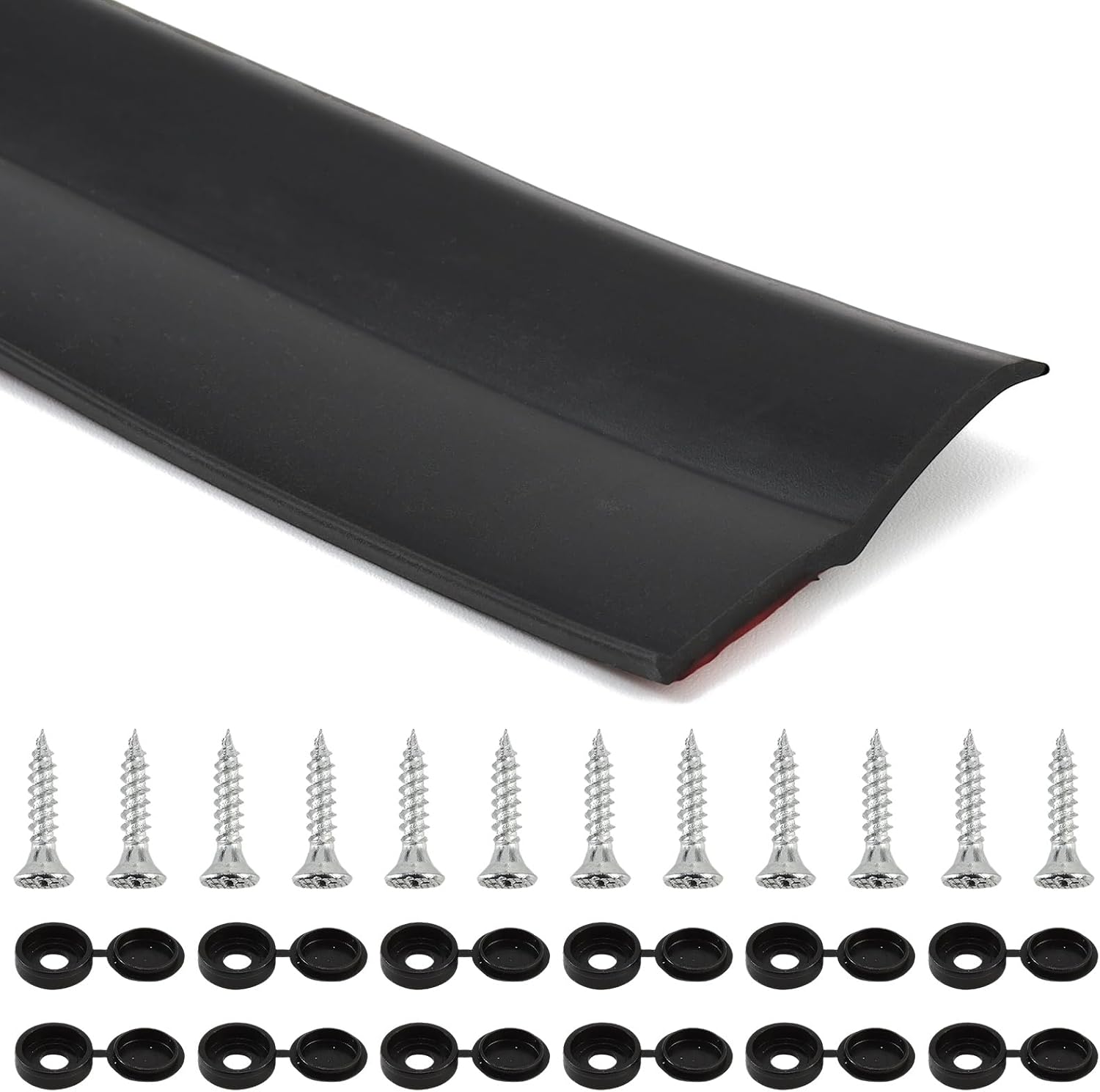 XhuangTech 36FT Garage Door Seal Strip with Adhesive Backing, DIY Rubber Garage Threshold Seal Anti-Slip Draught Excluder, Weather Stripping Blocks Dust Rain for Garages Door/Window Frame (Black)