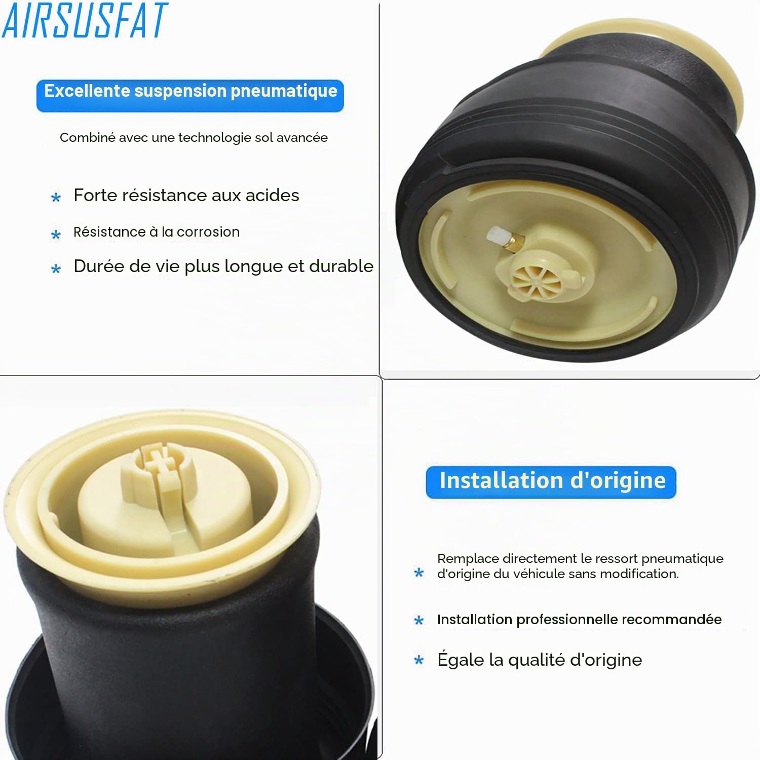 Lot de 2 sacs de ressorts de suspension pneumatiques arrière compatibles avec BMW X5 E70 2007-2013 et X6 E71/E72 2008-2014 – Remplacement OE pour BMW X5 X6 Suspension arrière 37126790078 37126790080