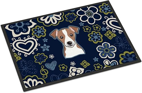 Miniatura 113 de Caroline's Treasures BB1449JMAT - Tapete de bienvenida de carlino negro, 24 x 36 pulgadas, tapete azul para puerta delantera, para interiores