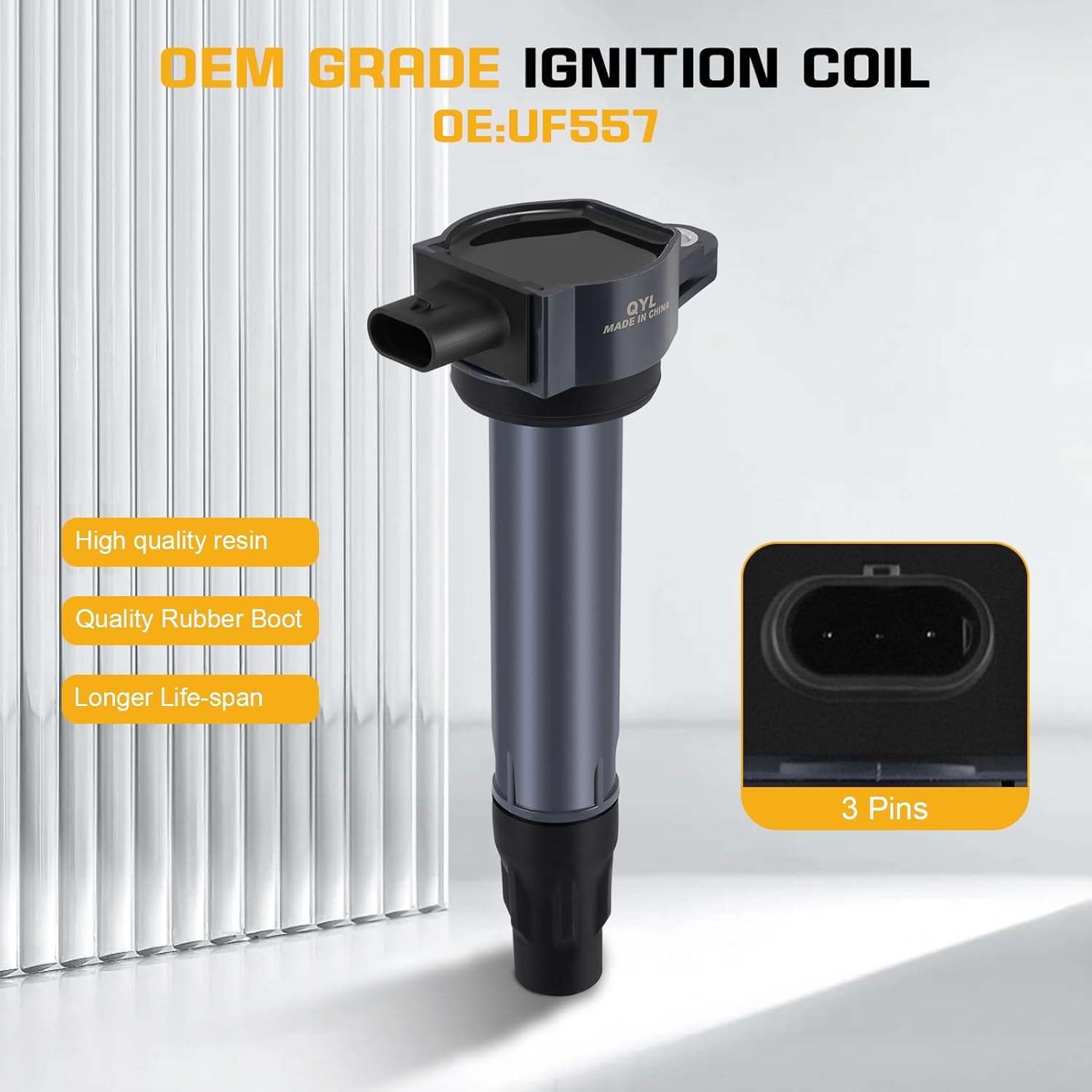 QYL Pack of 4Pcs Ignition Coils Replacement for Dodge Avenger Caliber Journey/Jeep Compass Patriot #UF557 5C1644 4606824AB CUF557