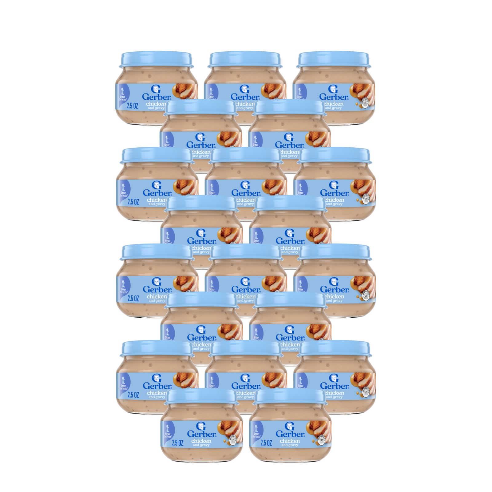 Gerber Mealtime for Baby 2nd Foods Baby Food Jar, Chicken & Gravy, Non-GMO Pureed Baby Food with Essential Nutrients, 2.5-Ounce Glass Jar (Pack of 20 Jars)