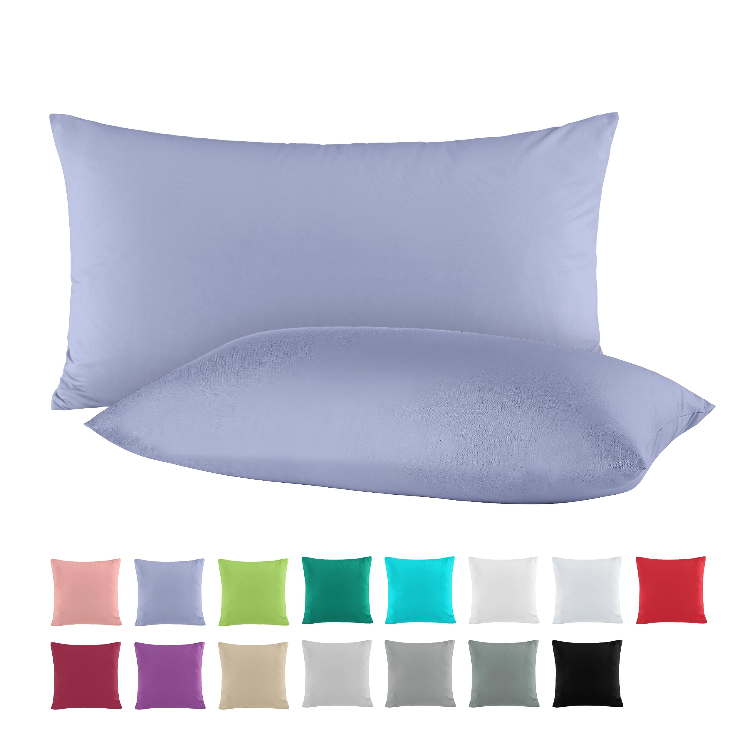 Lot De 2 Protège-oreillers Coton 40x60 Cm - Fermeture éclair, Respirant, Anti-acariens