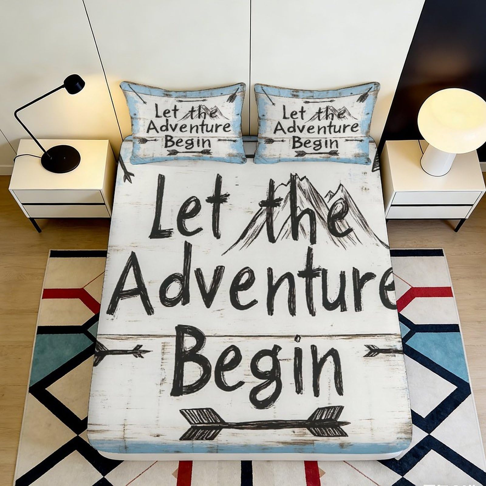 Jxqhbvmg Style-6 3D Printed Adventure Theme Fitted Sheet Microfiber Deep Pocket Non-Slip Bedroom Bedding Adventure Mattress Fitted Cover For Adults Teens 90X200x25cm