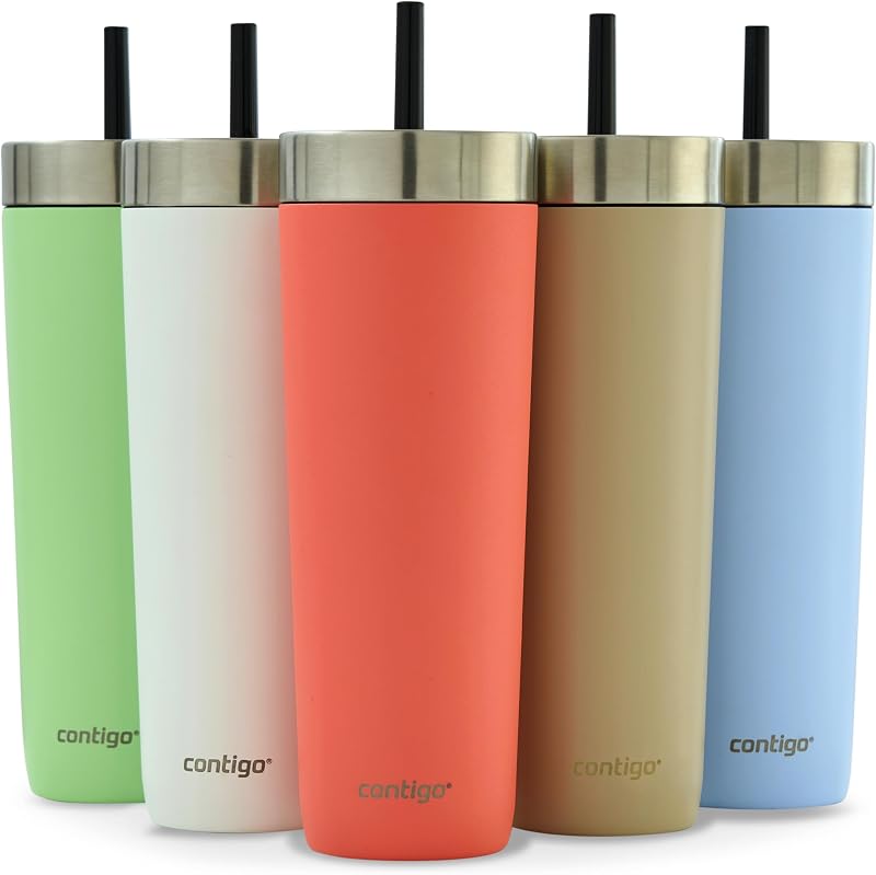 No-Spill Tumbler with Straw 720 ml | 100% Leak-Proof & Spill-Proof | Stainless Steel Vacuum Insulated Water Bottle with Lid | Cold for 14 Hours | Travel Mug | Thermal Flask | BPA Free