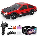 Remote Control Car RC Drift 2.4GHz 1:24 Scale 4WD 15KM/H High Speed Model Vehicle with LED Lights Drifting Tire Racing Sport Toy for Adults Boys Girls Kids Gift 2Pcs Rechargeable Batteries
