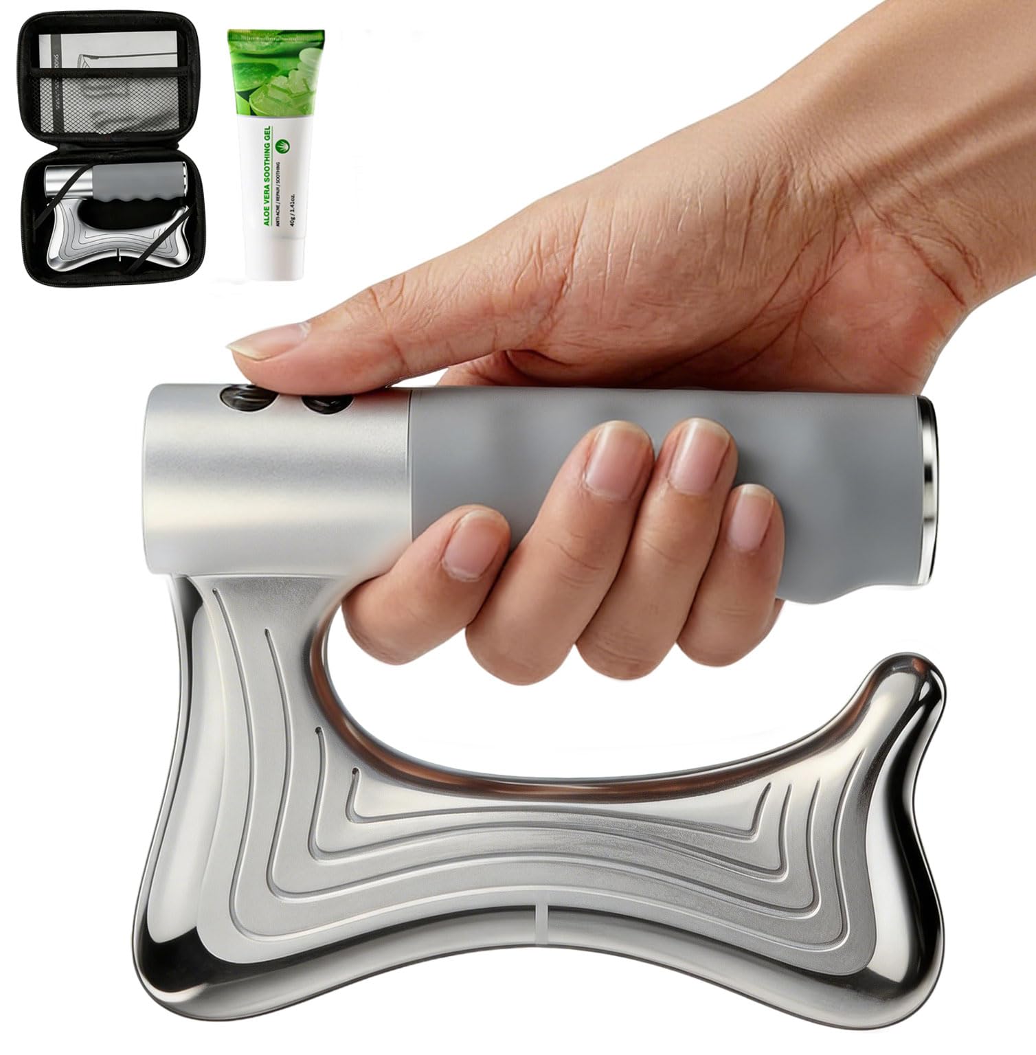 View 1 of ***FACTORY SEALED***
CXGRISE Heated Muscle Scraper Tool, 3 in 1 Electric Fascia Knife Massager Heating and Vibration, Full Body Contouring Device, Body Gua Sha Massage Tool, Fascia Massage Tools for Deep Tissue (Silver)