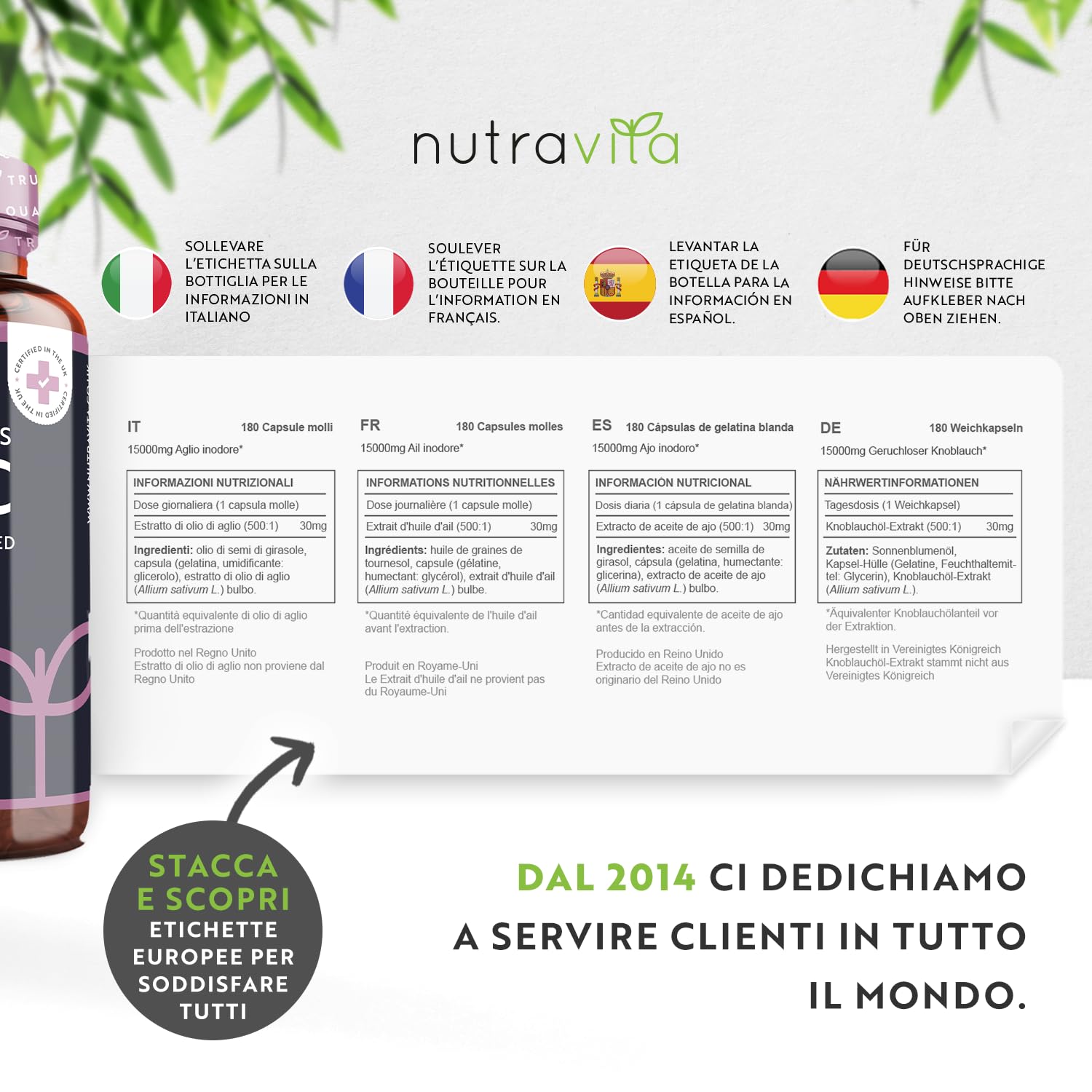 Nutravita Aglio Inodore in Capsule 15.000mg – 180 Softgels AltoDosaggio – Fornitura di 6 Mesi – Estratto di Olio di Aglio Puro ad Alta Qualità Deodorizzato Ricavato dall’Allium Sativum