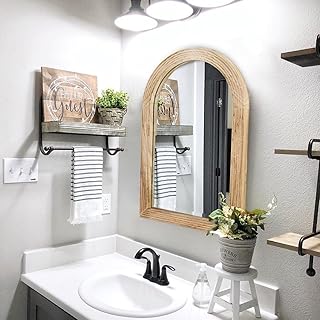 LOSOUR Arched Mirror, Farmhouse Decor Solid Wood Frame Wall Mirror, Bath...