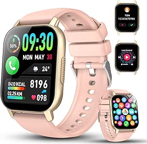 Smart Watch for Men Women with Bluetooth Call/Message Reminder, Smartwatch 1.85" Screen, Fitness Watch Heart Rate/Sleep/Calories Monitor, 112+ Sport Mode, Activity Tracker for Android iOS, Rose Gold