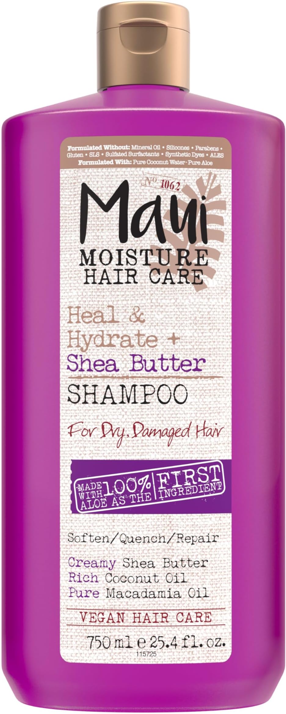 Heal & Hydrate + Shea Butter Shampoo for Dry, Damaged Curls Helps Revive Curly & Coily Hair with Coconut Oil & Macadamia Oil, Vegan & Sulfate-Free Surfactants, 25.4 fl. oz