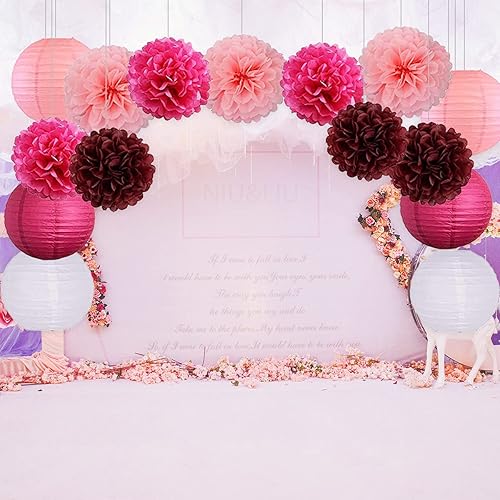 Miniatura 5 de LURICO 16 linternas de papel azulblanco (tamaño de 4, 6, 8, 10 pulgadas), decoración de papel chinojaponés, faroles de bola para decoración del