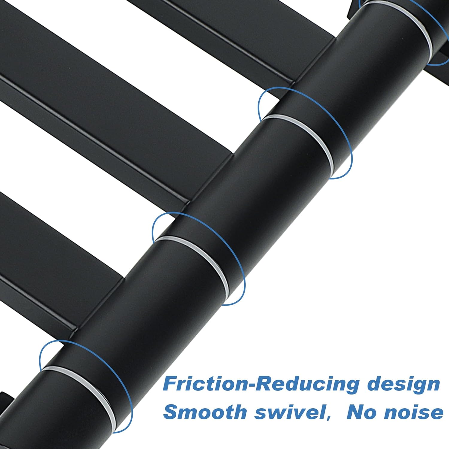 Alise Swivel Towel Rack, 4-Arm Towel Bar, Space Saving Towel Rack Wall Mount Drying Towel Holder, Swing Out Towel Holder for Bathroom Kitchen Toilet, Square SUS304 Stainless Steel, Matte Black