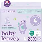 ATTITUDE Eco-Conscious Disposable Diapers, EWG Verified, Size 1/2 (7-17 lbs), Ultra Absorbent for Baby, Vegan & Plant-Based, 32 Count