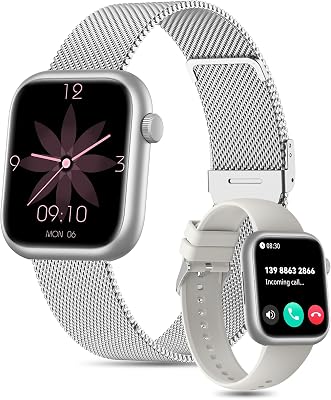 SLOKSFil Reloj Inteligente Mujer, 1.85″ Smartwatch con Smart Esfera IA, Pulsómetro 24/7, SpO2, IA Q&A, Sueño Rastreador,110+ Deportes, Rastreador Fitness con Podómetro para iOS Android(Plata Estelar)