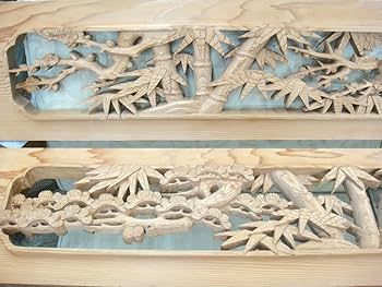 欄間　一対　松竹梅　建具 楽天市場】欄間 建具 【1点もの商品】【新品】 高級手彫り欄間2間1組