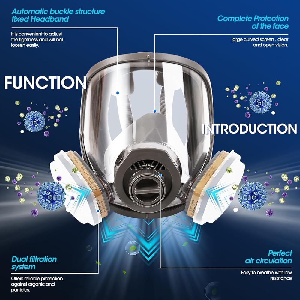 7 In 1 Full Face Respirator Mask Respirator Mask For Organic Vapor Dust - View #12