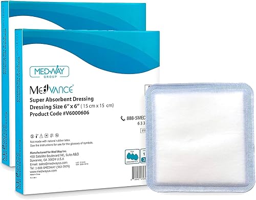 MedVance Apósito superabsorbente, almohadillas no adhesivas para el cuidado de heridas, para úlceras por presión y quemaduras de 12 grado, absorción