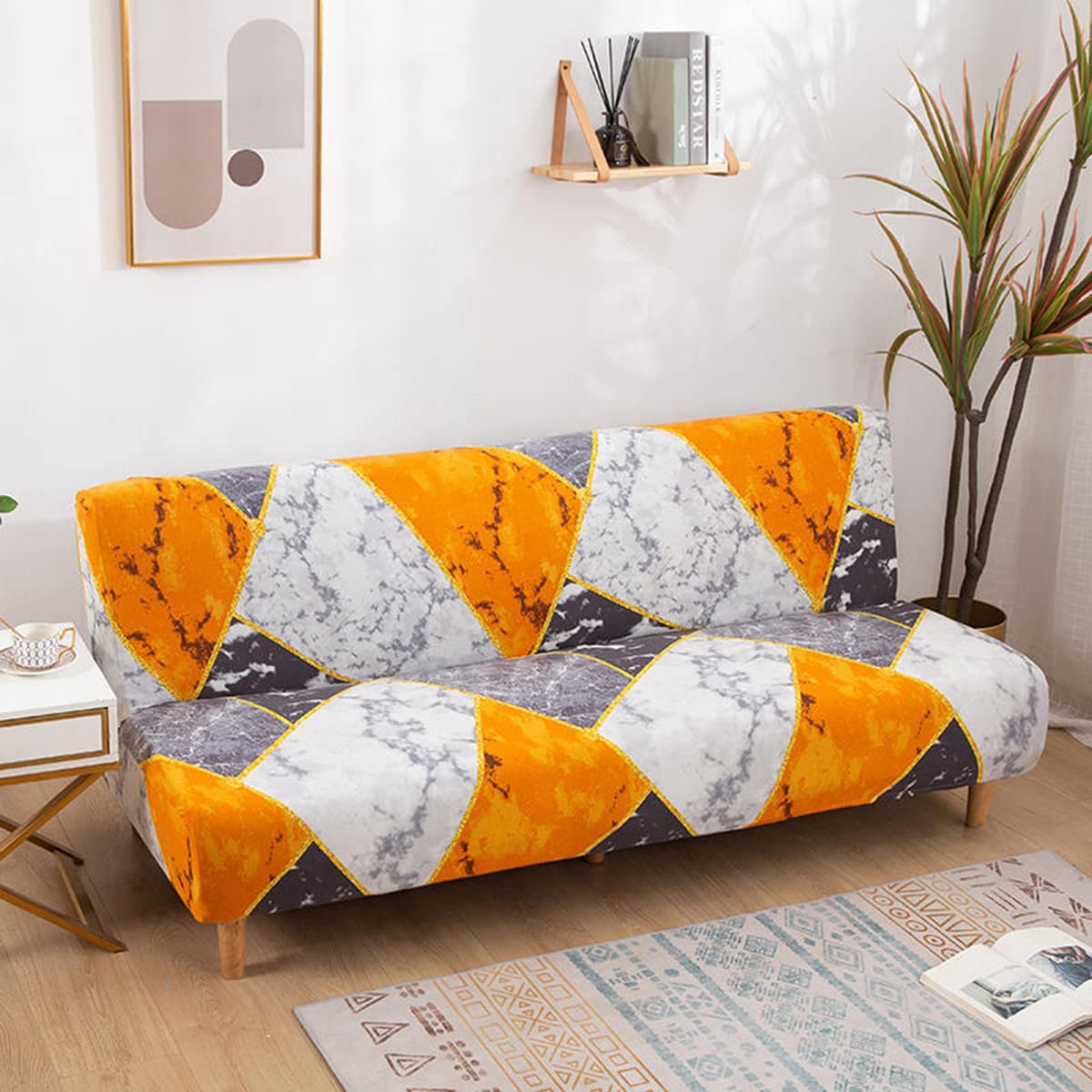 Housse de futon extensible 185-210 cm pour canapé clic-clac convertible pliable