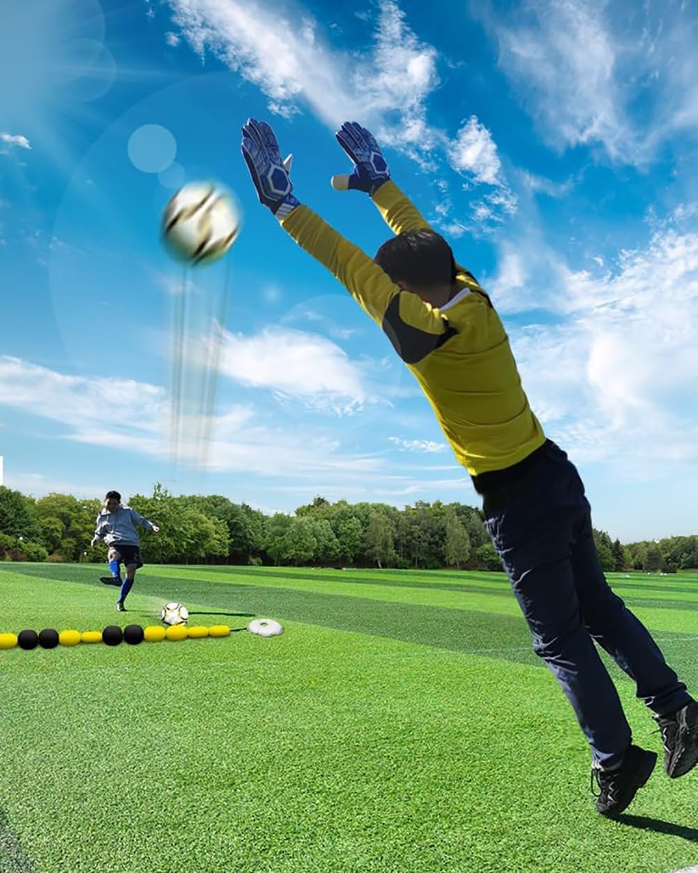 Deflettore a linea singola, attrezzatura di deflessione del calcio per l'allenamento dei portieri, 2,75 m di aiuto per l'allenamento del calcio riflesso e agilità, migliora le abilità e le prestazioni