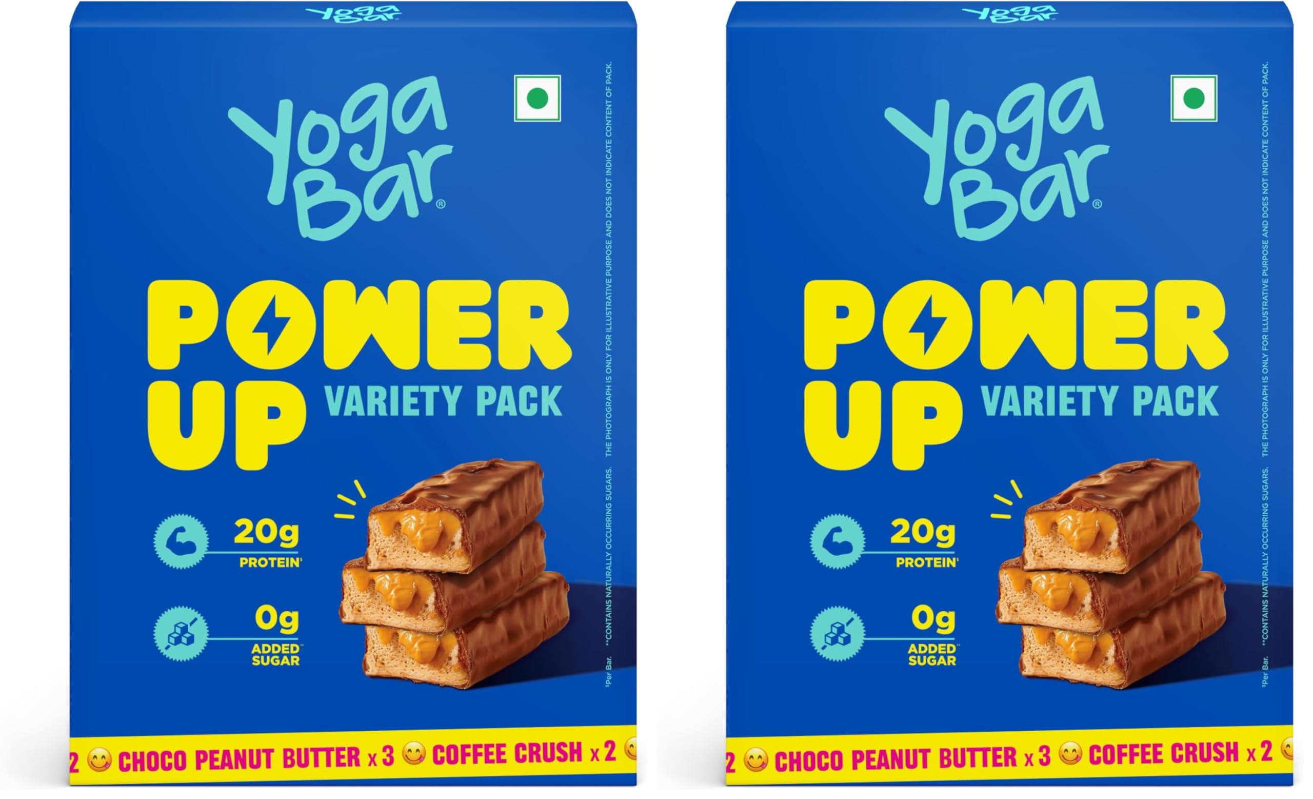 Yogabar Power Up 20g Protein Bar (5 Bars, Variety Pack, No Added Sugar) | Zero Added Sugar Protein Bars | High Protein Blend - Whey Protein Concentrate, Peanuts & Soy (Pack of 2)-image-18