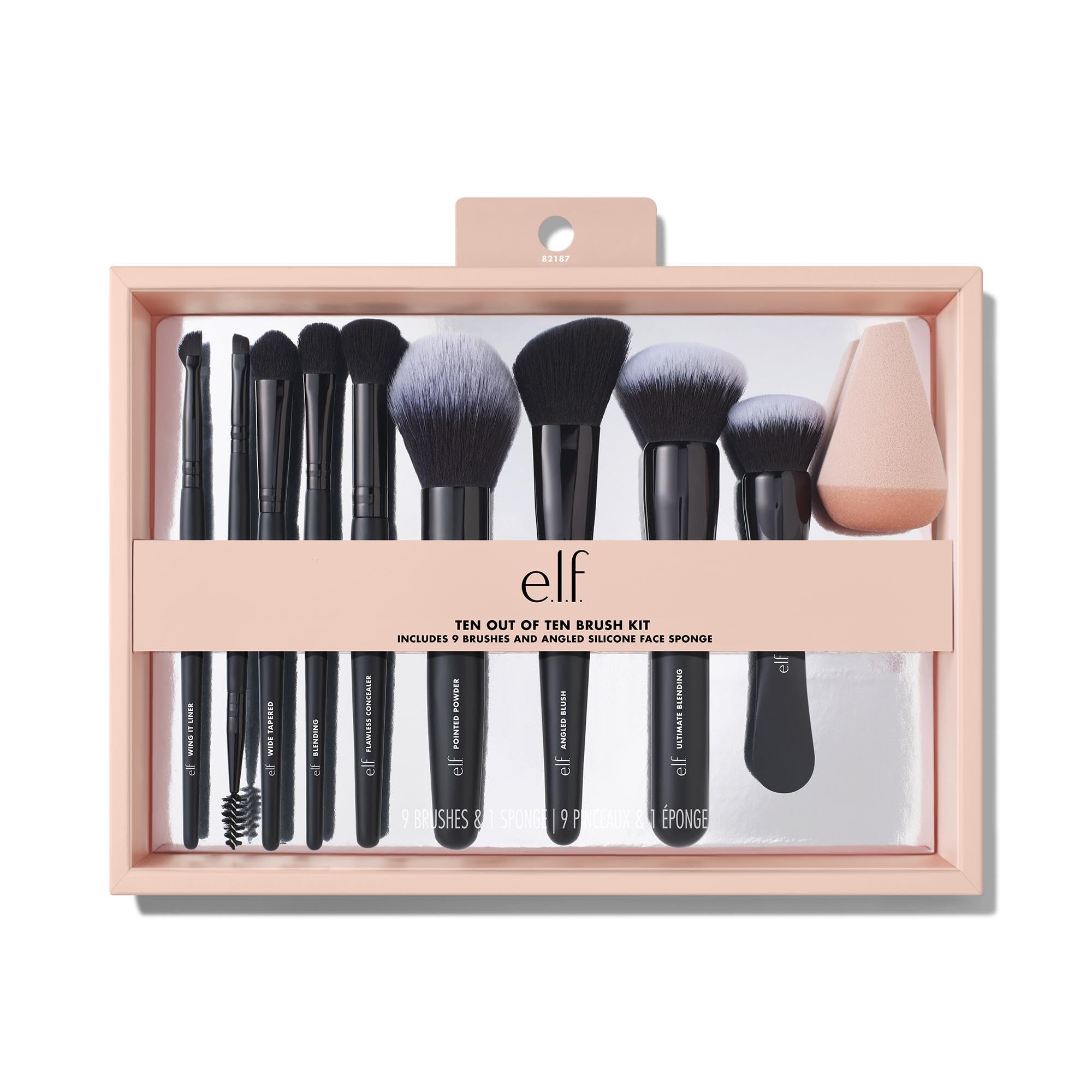 e.l.f. Ten Out Of Ten Brush Set, 10 Piece Brush Kit, Brushes For Face Makeup, Eyes, Brows & More, Made With Synthetic Bristles, Vegan & Cruelty-Free