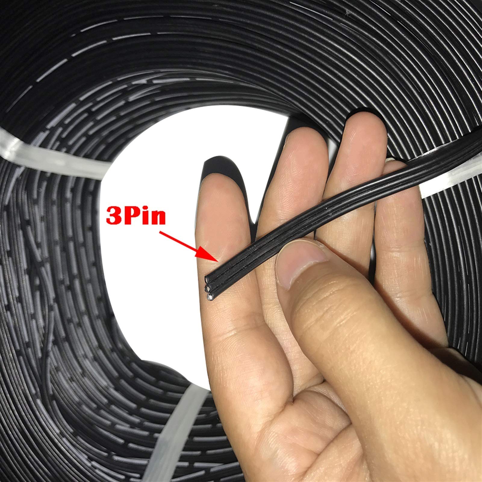 Cable de cobre Línea silicona Flexible 3P 3 núcleos, 20AWG 26AWG 28AWG 30AWG, paralelo estañado blanco y negro, línea prueba 5M/20M(20awg 3pin,20m)
